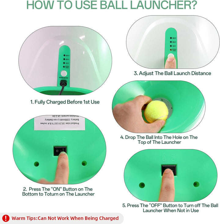 Furenvast - Automatic Dog Ball Launcher with 12 Mini Tennis 