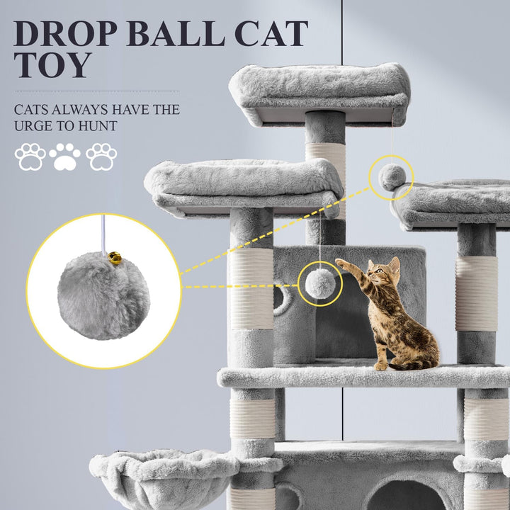 Furenvast - Allewie 68-Inch Multi-Level Cat Tree Tower with 