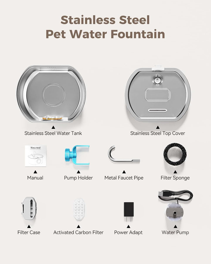 Furenvast - Neareal Premium Stainless Steel Cat Water Founta